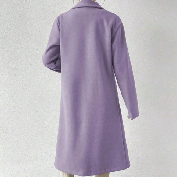 Women Plain Front Button Concealed Placket Long Sleeve Simple Jacket - Picture 4 of 6